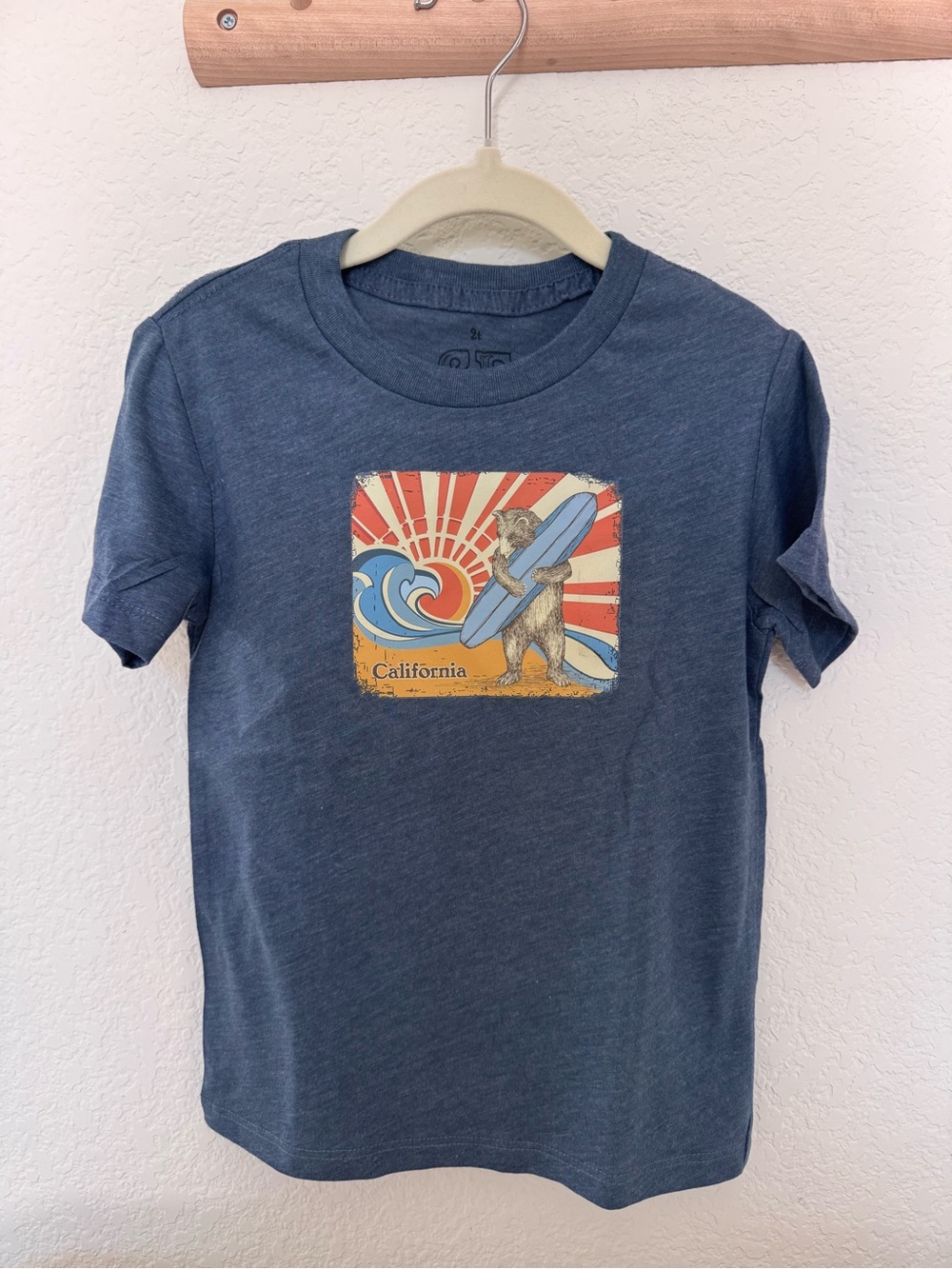 Toddler California Surf Bear Graphic Tee - Navy Blue